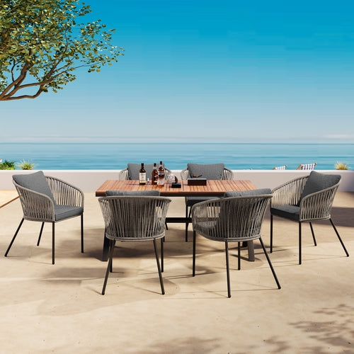 7 Pieces Patio Dining Set, All-Weather Outdoor Furniture Set with