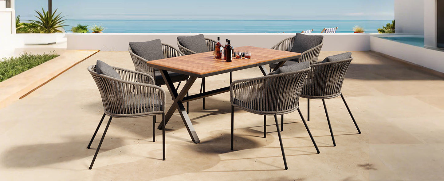 7 Pieces Patio Dining Set, All-Weather Outdoor Furniture Set with