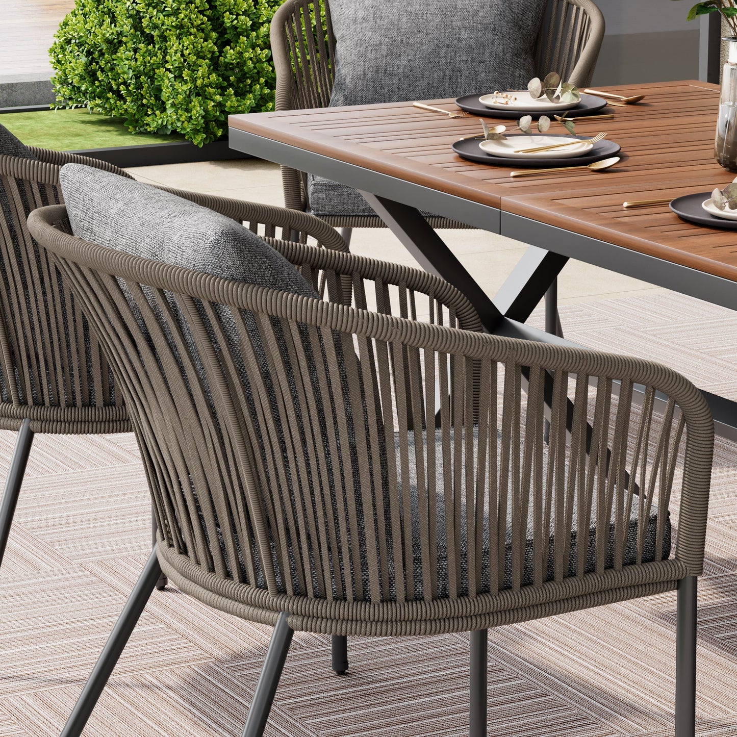 7 Pieces Patio Dining Set, All-Weather Outdoor Furniture Set with