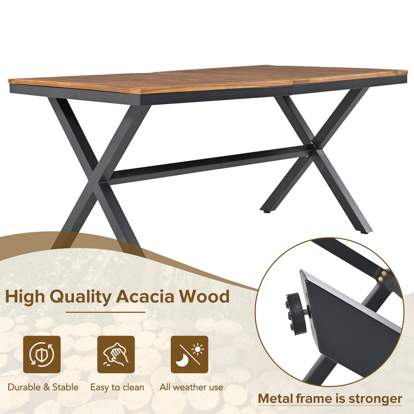 7 Pieces Patio Dining Set, All-Weather Outdoor Furniture Set with