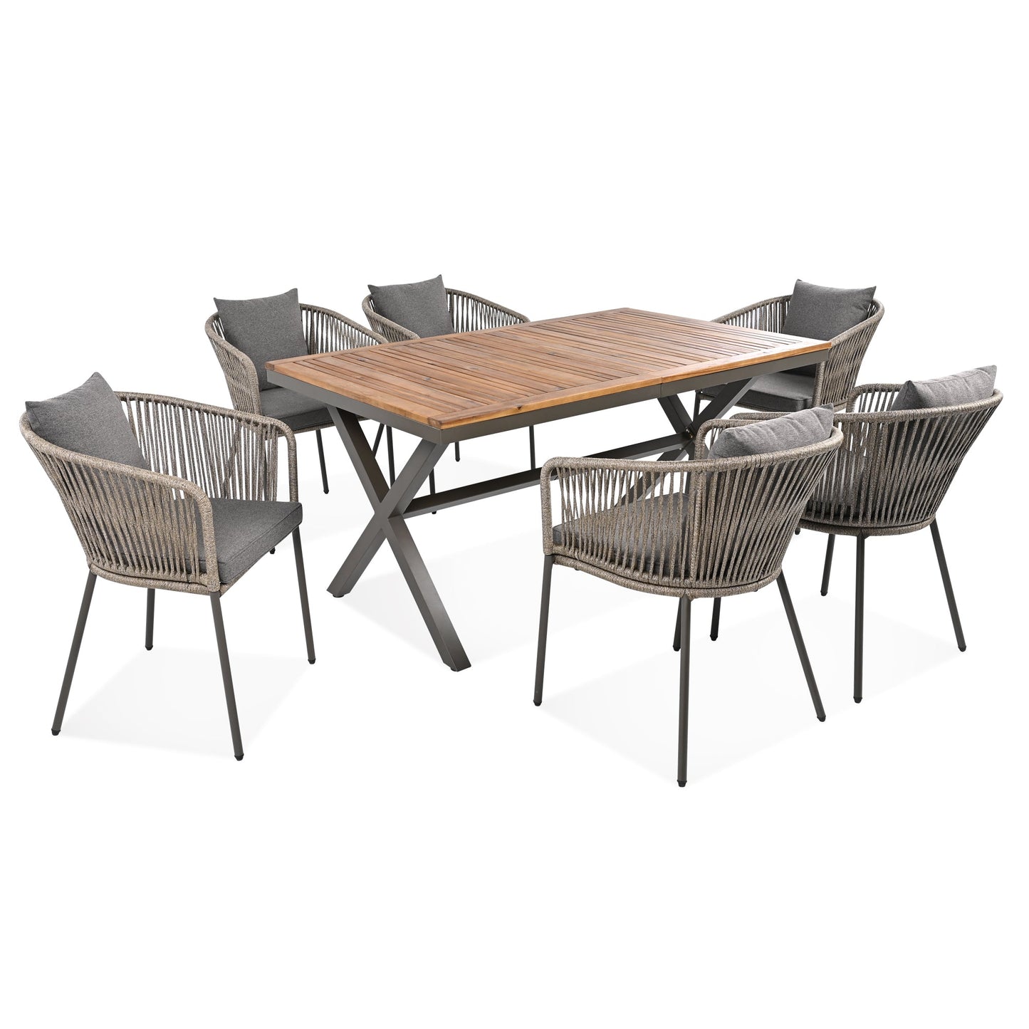7 Pieces Patio Dining Set, All-Weather Outdoor Furniture Set with
