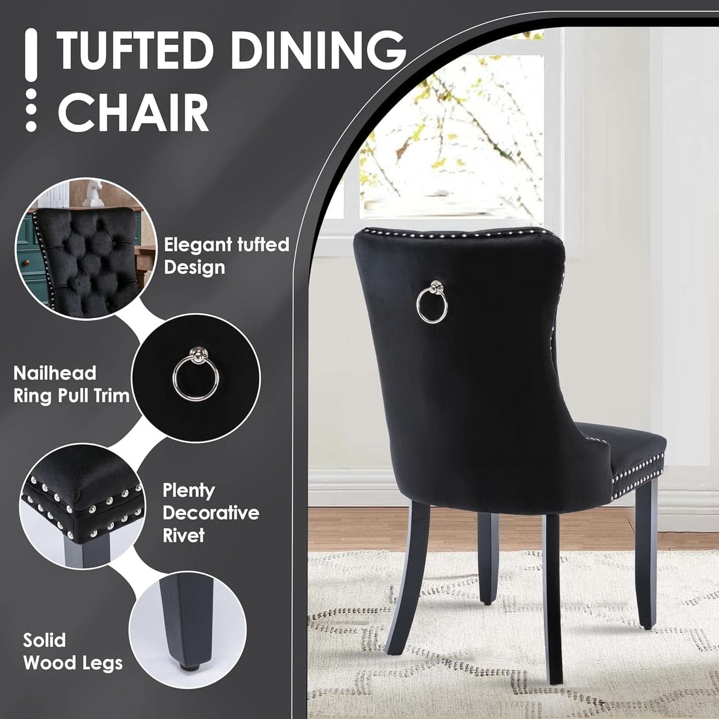 Black Glass Dining Set For Four