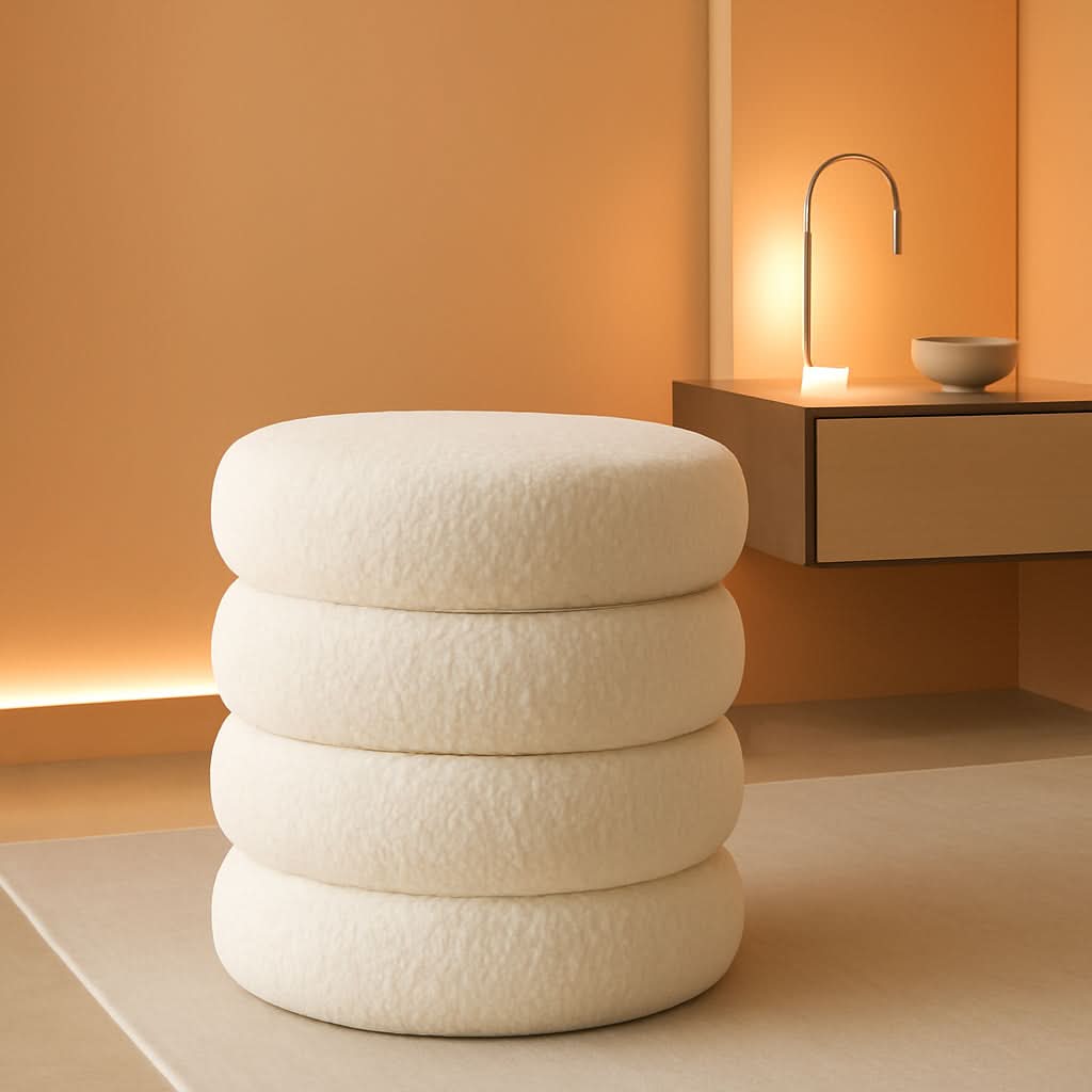 Round Storage Ottoman Featuring Removable Lid