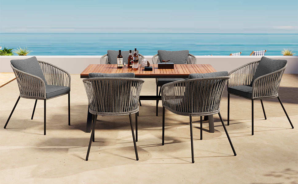 7 Pieces Patio Dining Set, All-Weather Outdoor Furniture Set with