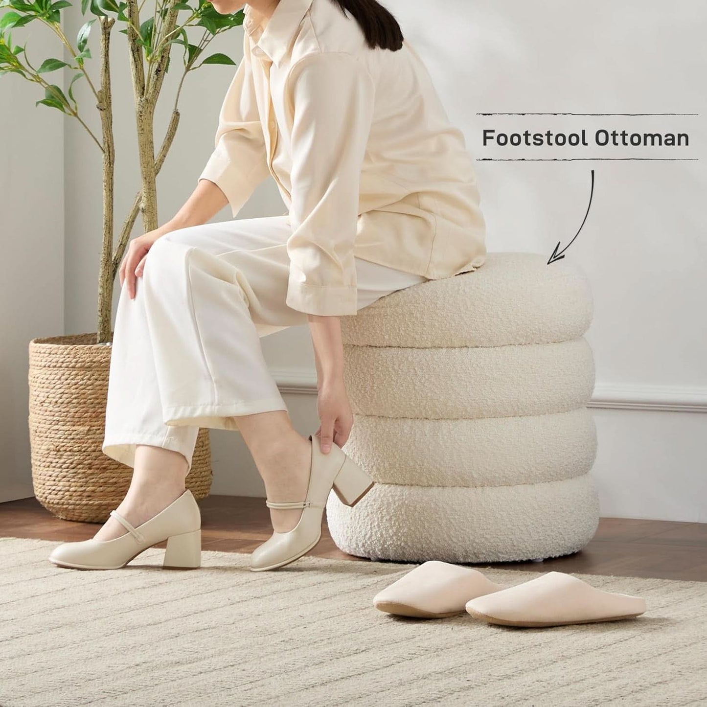 Round Storage Ottoman Featuring Removable Lid