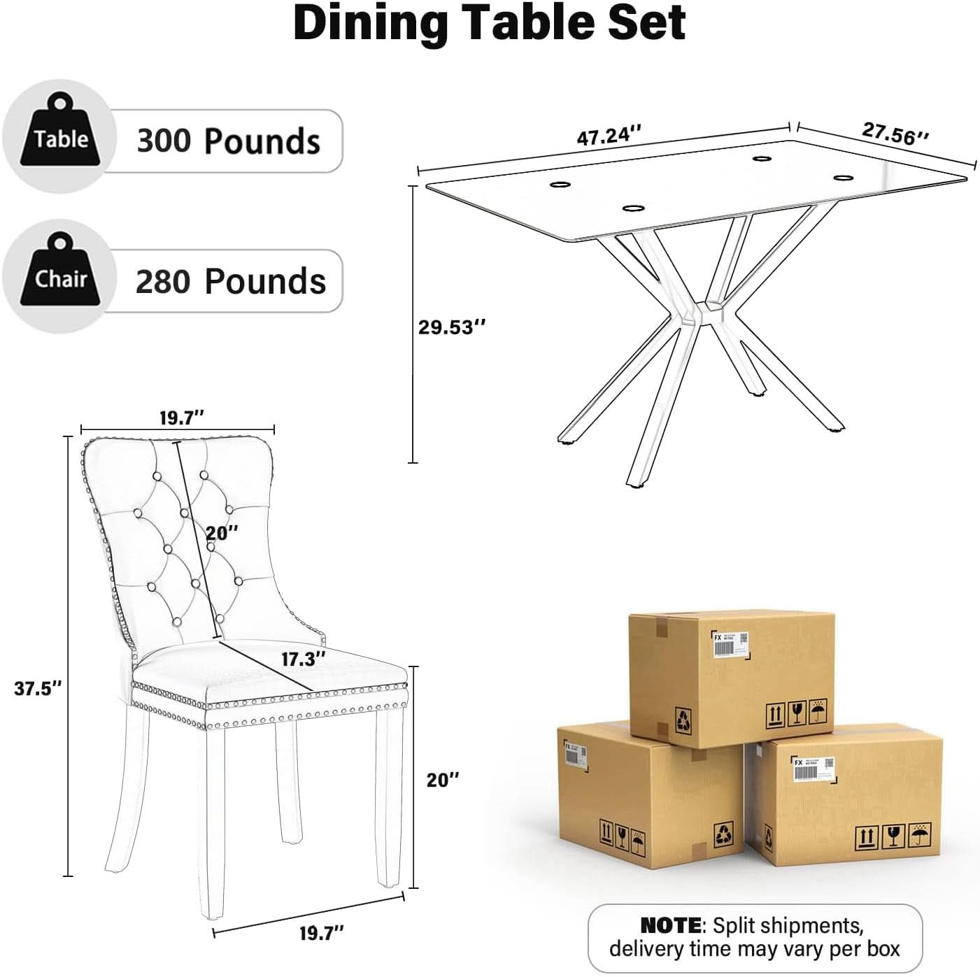 Black Glass Dining Set For Four